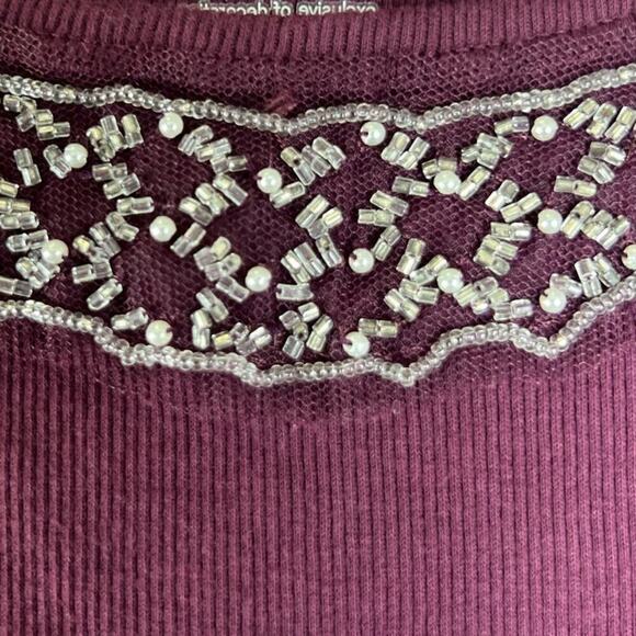 Lot of 2 Ribbed Tank Tops Plunging Neckline Beaded White & Maroon size XL, 14/16 - Picture 10 of 11